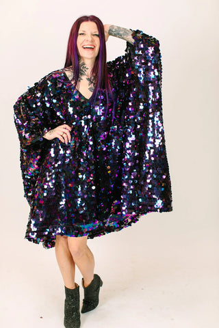 Oil Slick Paillette Short Caftan - Fringe+Co