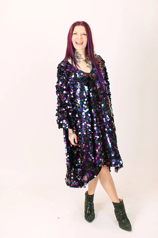 Oil Slick Paillette Short Caftan - Fringe+Co