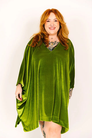 Olive Velvet Short Caftan - Fringe+Co