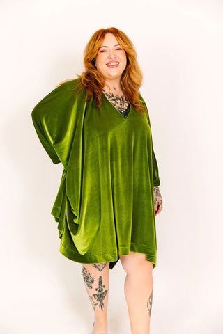 Olive Velvet Short Caftan - Fringe+Co