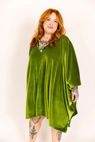 Olive Velvet Short Caftan - Fringe+Co