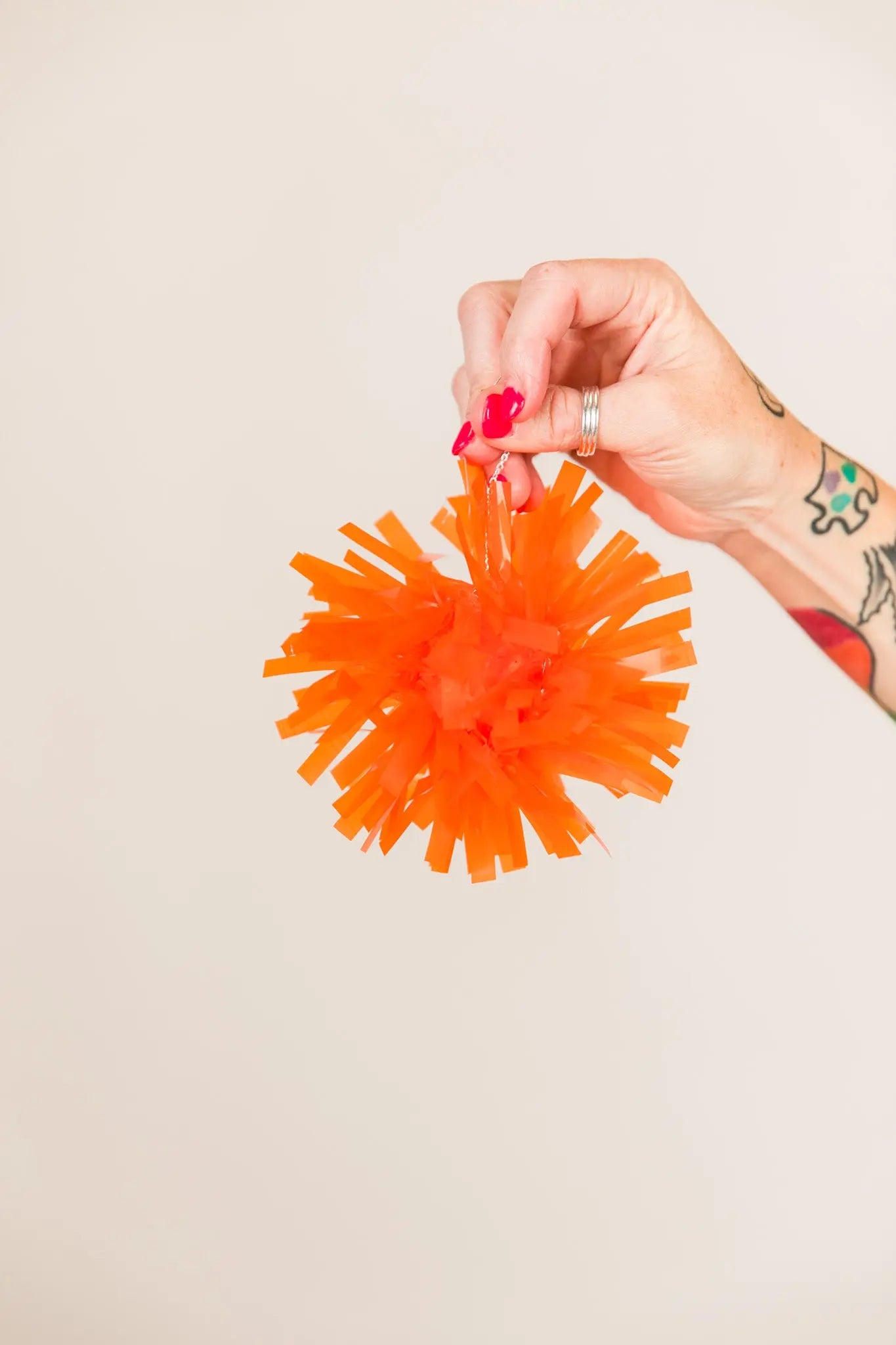 Orange Pom Pom Earrings