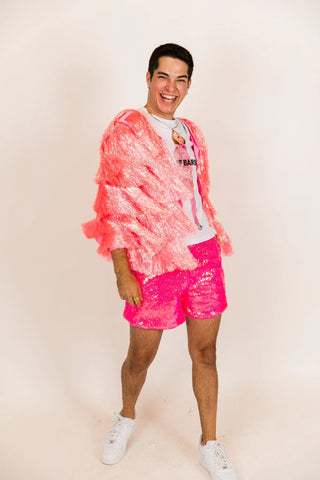 PRESALE: Bubble Gum Pink Tinsel Jacket - Fringe+Co