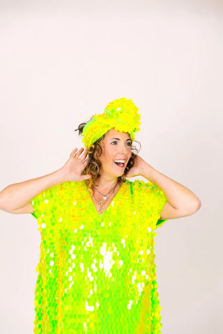 PRESALE: Neon Green Paillette Party Wrap - Fringe+Co
