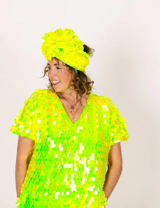 PRESALE: Neon Green Paillette Party Wrap - Fringe+Co