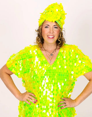 PRESALE: Neon Green Paillette Party Wrap - Fringe+Co