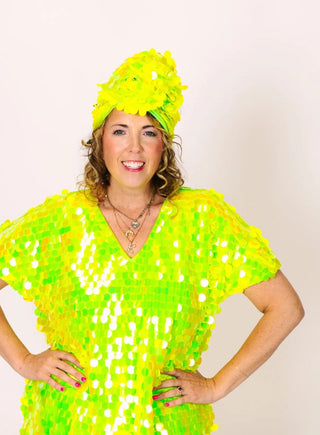 PRESALE: Neon Green Paillette Party Wrap - Fringe+Co