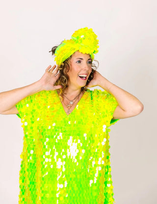 PRESALE: Neon Green Paillette Party Wrap - Fringe+Co