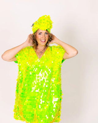 PRESALE: Neon Green Paillette Party Wrap - Fringe+Co