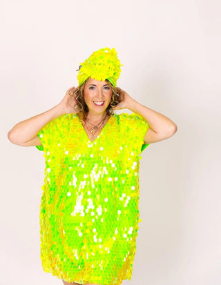 PRESALE: Neon Green Paillette Party Wrap - Fringe+Co