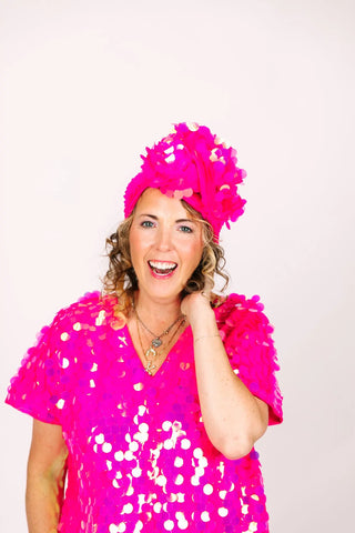 PRESALE: Neon Pink Paillette Party Wrap - Fringe+Co
