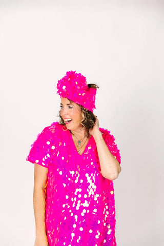 PRESALE: Neon Pink Paillette Party Wrap - Fringe+Co
