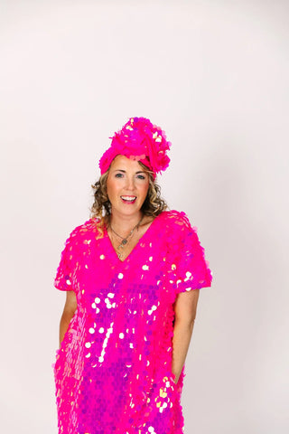 PRESALE: Neon Pink Paillette Party Wrap - Fringe+Co