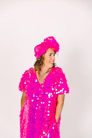 PRESALE: Neon Pink Paillette Party Wrap - Fringe+Co