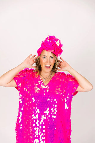 PRESALE: Neon Pink Paillette Party Wrap - Fringe+Co