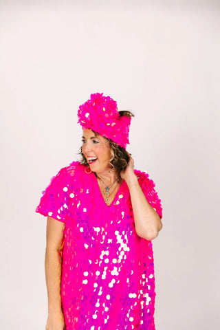 PRESALE: Neon Pink Paillette Party Wrap - Fringe+Co