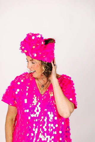 PRESALE: Neon Pink Paillette Party Wrap - Fringe+Co