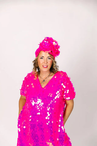 PRESALE: Neon Pink Paillette Party Wrap - Fringe+Co