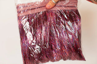 Pink Holographic Tinsel Trim - Fringe+Co