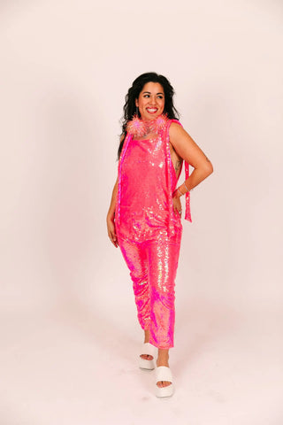 Pink Sequin Jumpsuit - Fringe+Co