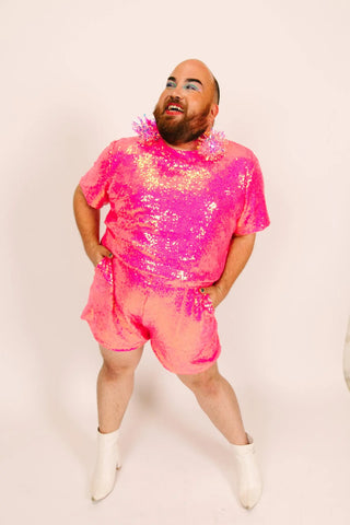 Pink Sequin Shorts - Fringe+Co