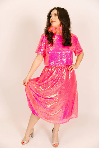 Pink Sequin Skirt - Fringe+Co