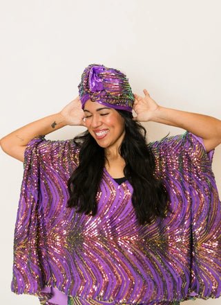 Purple Holographic Embroidered Tunic - Fringe+Co