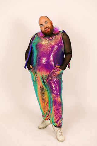 Rainbow Sequin Jumpsuit Plus Size Rainbow Romper Purple