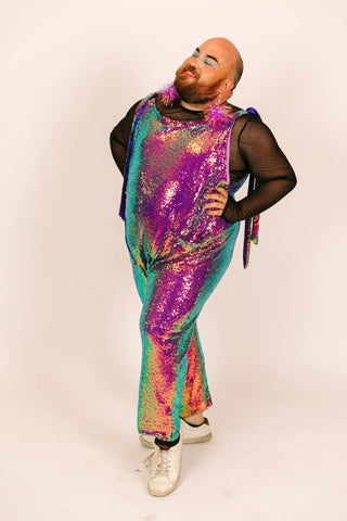 Purple Holographic Sequin Jumpsuit - Fringe+Co