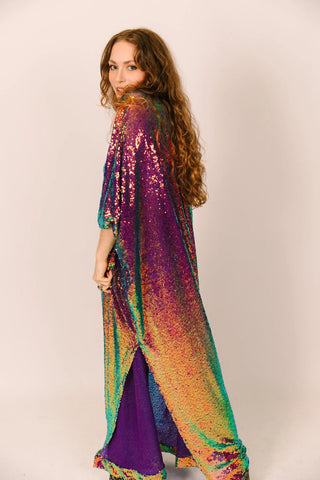 Purple Holographic Sequin Long Caftan | Fringe+Co fringe co Purple Holographic Sequin Long Caftan | Fringe+Co fringe co