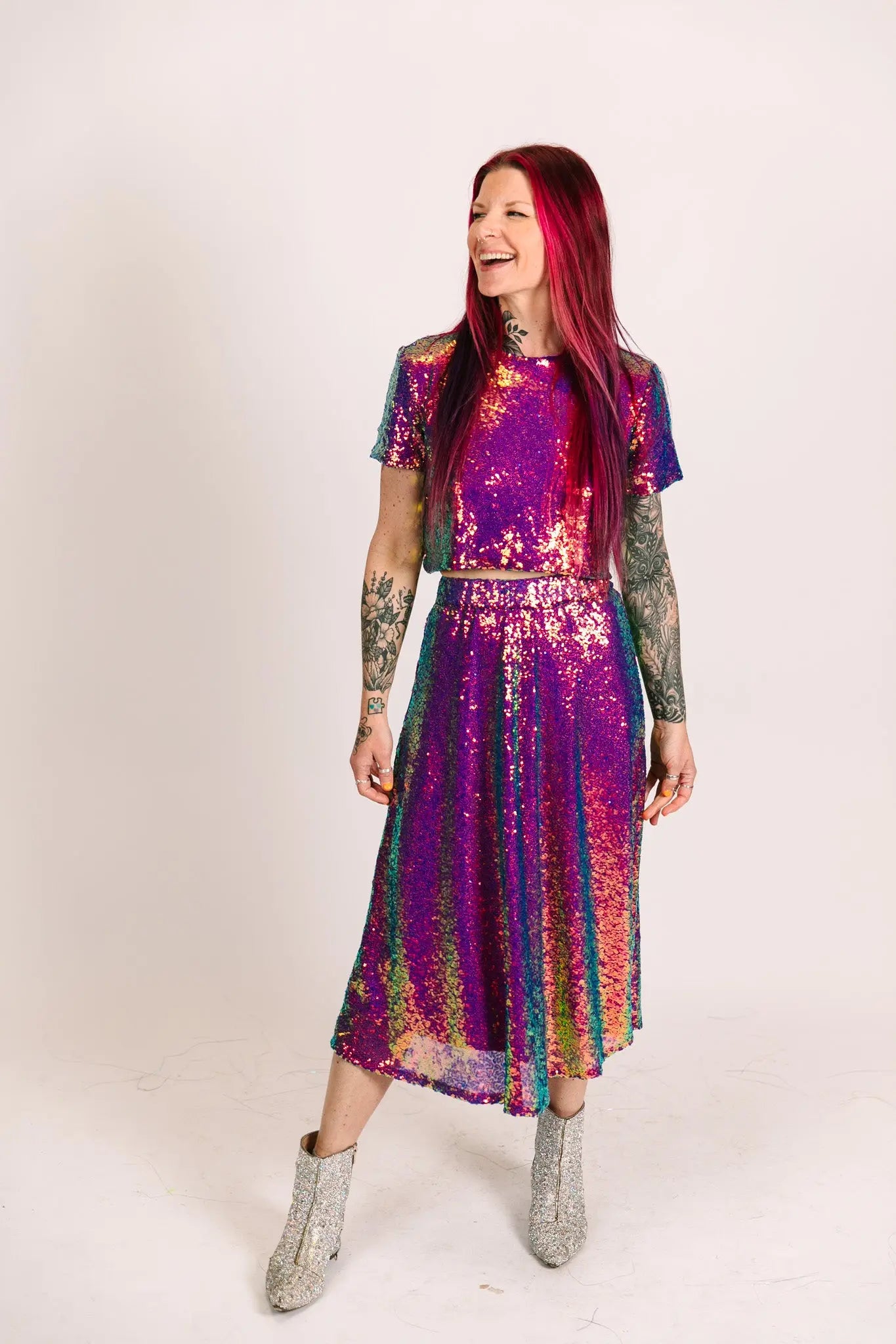 Purple Holographic Sequin Skirt