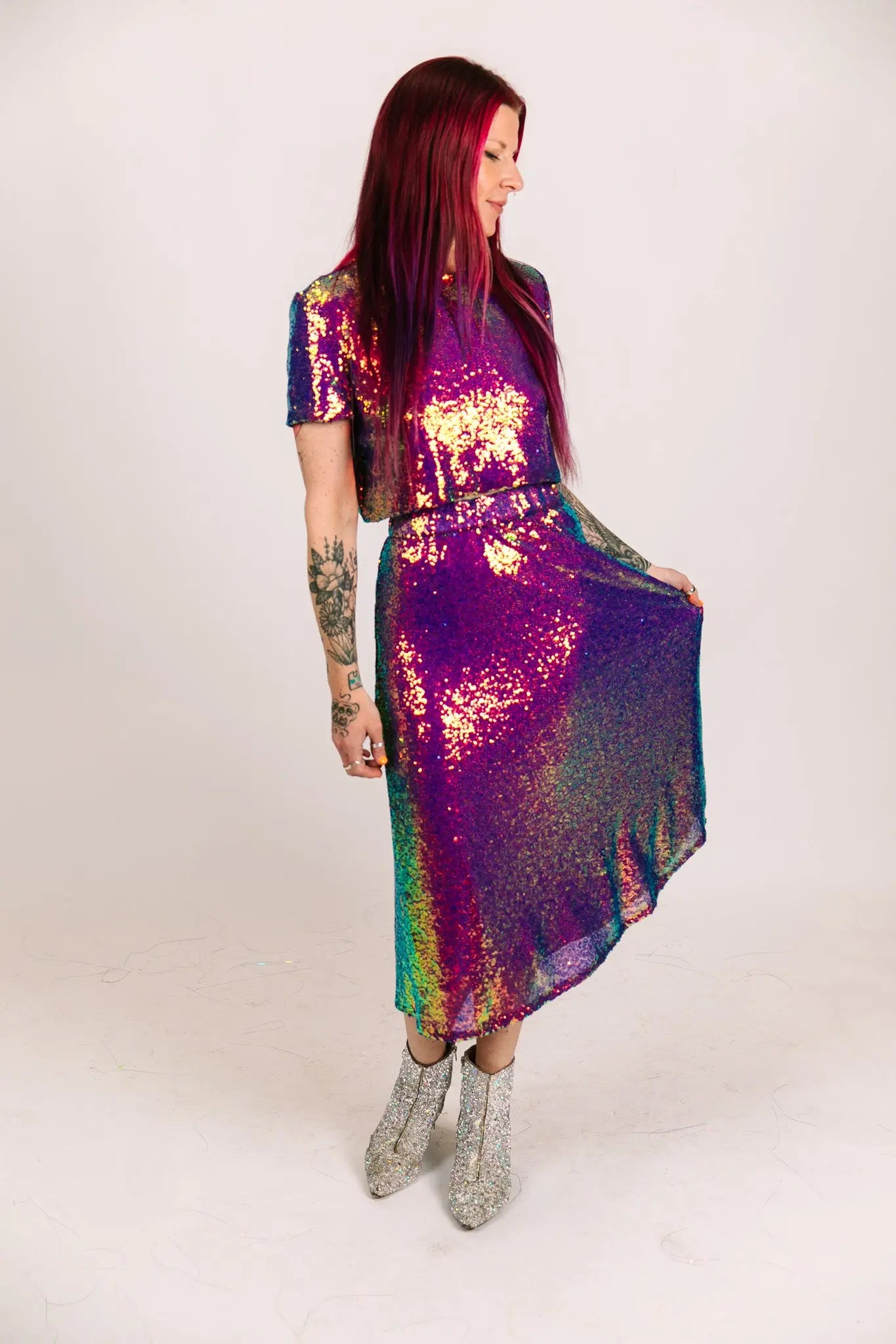 Purple holographic skirt best sale