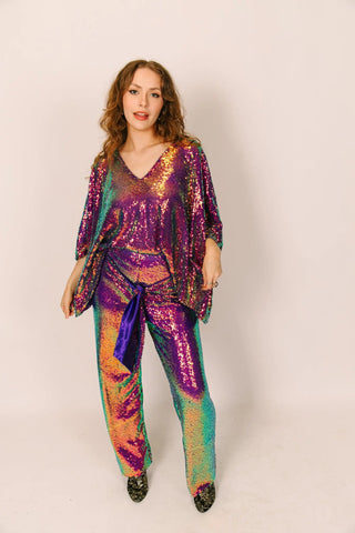 Purple Holographic Sequin Tunic - Fringe+Co