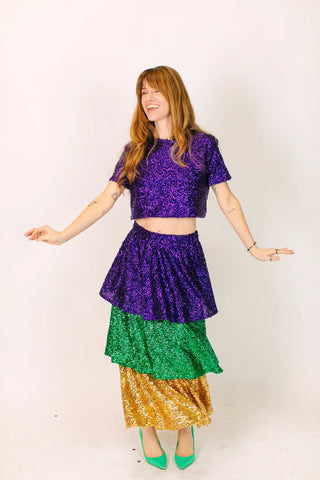 Purple Sequin Crop Top - Fringe+Co