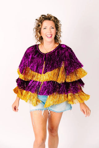 Purple & Gold Tinsel Jacket - Fringe+Co