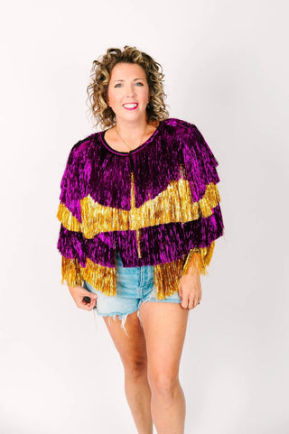 Purple & Gold Tinsel Jacket - Fringe+Co