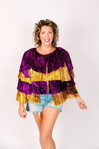 Purple & Gold Tinsel Jacket - Fringe+Co