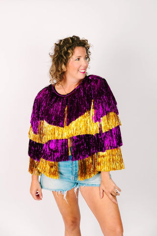 Purple & Gold Tinsel Jacket - Fringe+Co