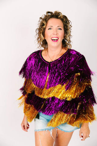 Purple & Gold Tinsel Jacket - Fringe+Co