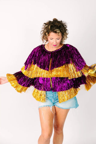 Purple & Gold Tinsel Jacket - Fringe+Co