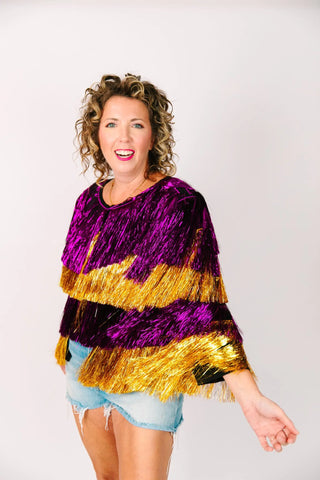 Purple & Gold Tinsel Jacket - Fringe+Co