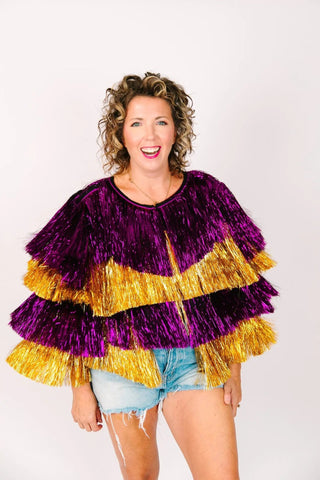 Purple & Gold Tinsel Jacket - Fringe+Co