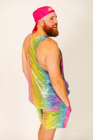 Rainbow Ombre Daddy Sequin Shorts - Fringe+Co