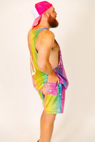 Rainbow Ombre Daddy Sequin Shorts - Fringe+Co