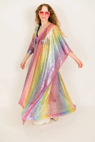 Rainbow Sequin Ombre Long Caftan - Fringe+Co