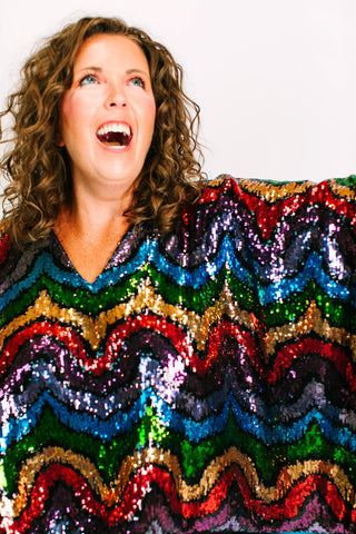Rainbow Wave Sequin Tunic - Satin Lined - Fringe+Co