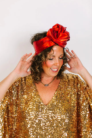 Red Lame Party Wrap - Fringe+Co
