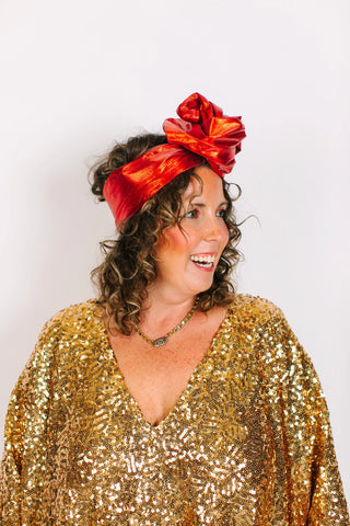 Red Lame Party Wrap - Fringe+Co