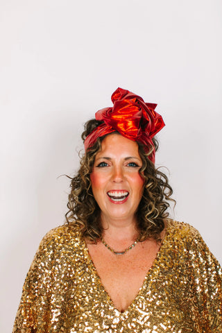 Red Lame Party Wrap - Fringe+Co