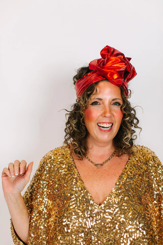 Red Lame Party Wrap - Fringe+Co